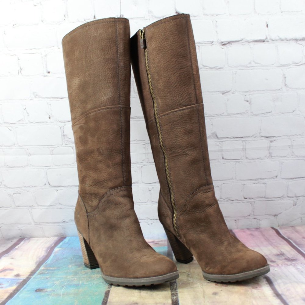 TIMBERLAND Side Zip Knee High Block Heel Boots 7.5 - Picture 3 of 9